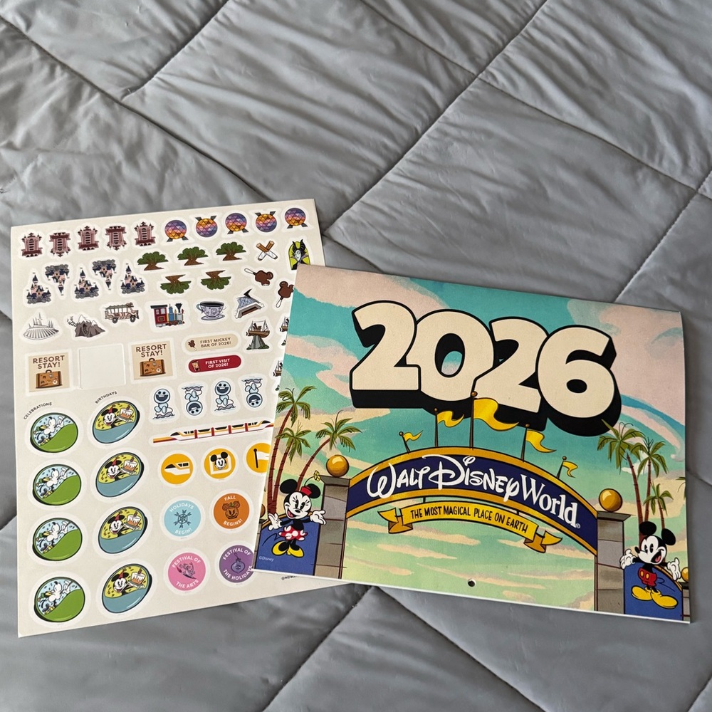 Disney 2026 Wall Calendar with Stickers